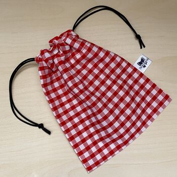 Gingham Cotton Drawstring Gift Pouch Bag, 2 of 7