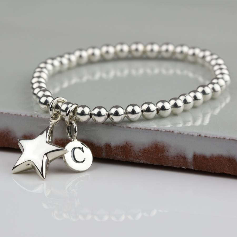personalised children's silver star bracelet by nest
