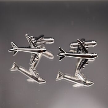 Plane Silver Cufflinks Gift Pilor Airplane, 4 of 4