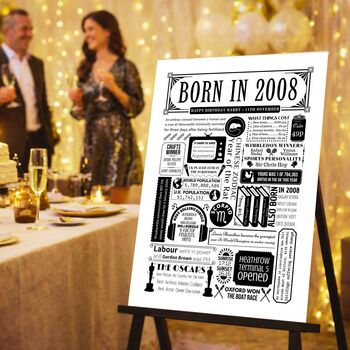 Born In 2008 Personalised 18th Birthday Fact Poster, 2 of 9