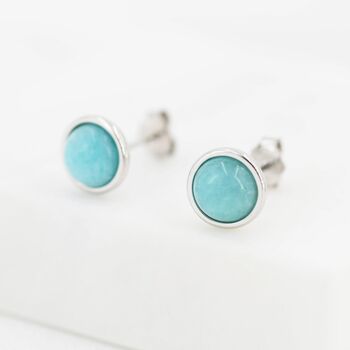 Sterling Silver 6mm Amazonite Stud Earrings, 2 of 12