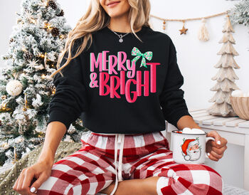 Merry And Bright Festive Christmas Jumper For Women, 2 of 8