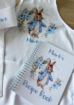 Personalised Kids Blue Bunny Baking Gift Set, 7 of 9