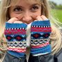 Personalised Nordic Blue Fingerless Gloves, thumbnail 1 of 2