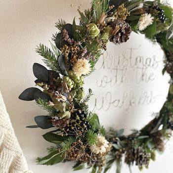 Personalised Fresh, Faux And Dried Christmas Wreath, 4 of 7