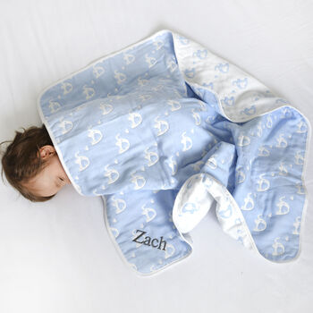 Personalised White Baby Gown And Reversible Blanket Set, 7 of 12