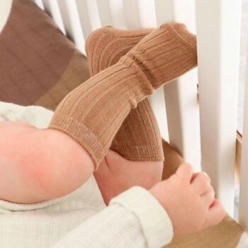 Baby Knee High Ribbed Cotton Socks Peanut, 5 of 5