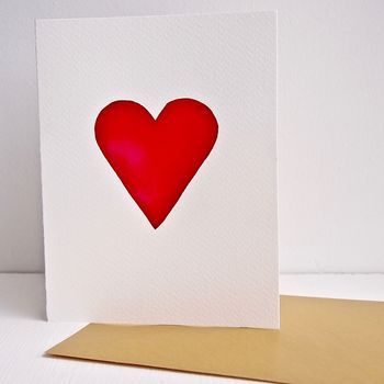 Original Watercolour Heart Valentines Engagement Card, 3 of 8