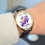 Personalised Wrist Watch With Floral Violet Design, thumbnail 3 of 3