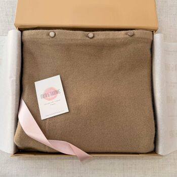 Warm Beige 100% Cashmere Multi Ways Button Poncho Gift Boxed, 2 of 9