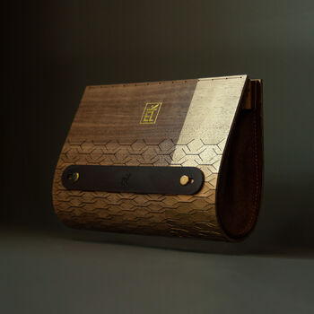 Walnut Hardwood And Leather Clutch Bag, 2 of 12