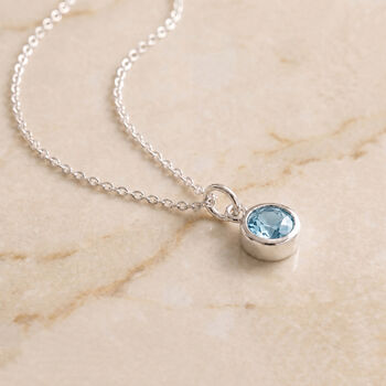 Personalised Sterling Silver March Birthstone Aquamarine Pendant Necklace, 2 of 6