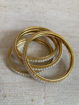 Indian Gold Plated Pearl Bangles Two.Eight, 3 of 3