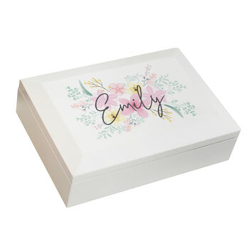 Personalised Floral Wooden Jewellery Box, 6 of 6