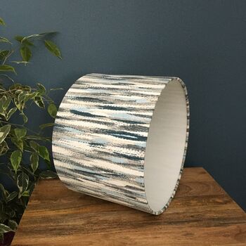 Marine Blue Abstract Drum Lampshade, 12 of 12