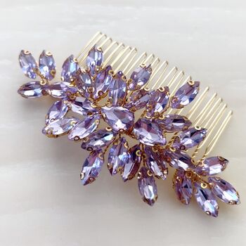 Lilac Crystal Hair Comb, 3 of 5