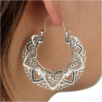 Silver Plated Large Gypsy Style Earrings, 6 of 8