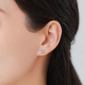 Blue Opal Marquise Cluster Earrings In Sterling Silver, 7 of 12