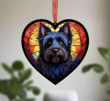 Cairn Terrier Stained Glass Effect Heart Suncatcher, 2 of 7