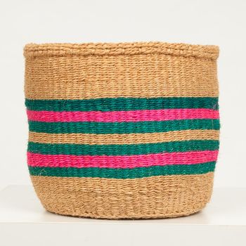 Turquoise And Pink Stripe Storage Baskets, 3 of 6