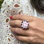 Morganite And Rhodolite Gemstone Sterling Silver Ring, thumbnail 2 of 7