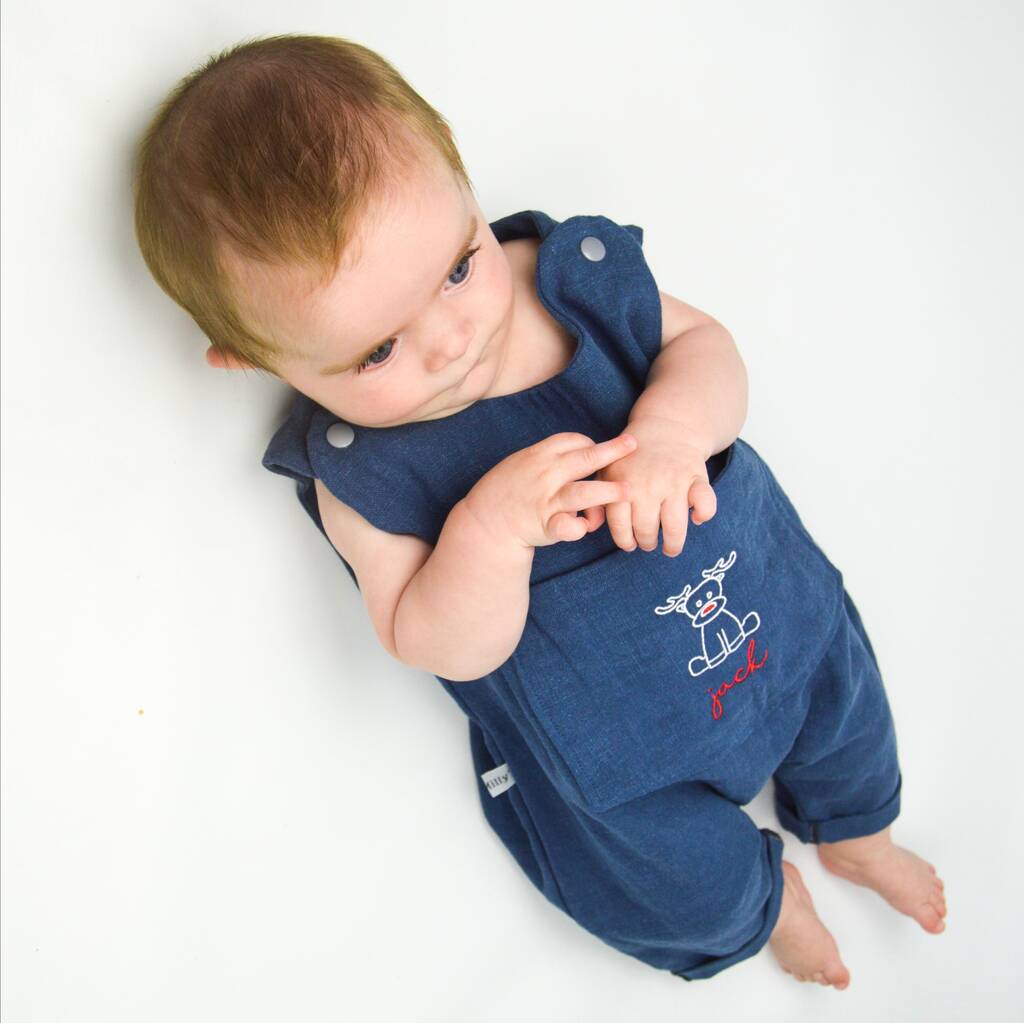 Personalised Linen Baby And Toddler Overalls By Milly'O
