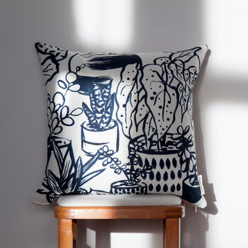 Deep Blue And White Houseplant Cushion, 2 of 4