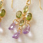 Amethyst Green Peridot Gold Plated Silver Drop Earrings, thumbnail 4 of 11