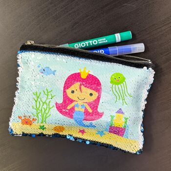Personalised Unicorn And Mermaid Sequin Pencil Case, 5 of 8