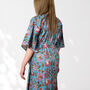 Bright Blue And Pink Floral 100% Cotton Kaftan, thumbnail 4 of 7