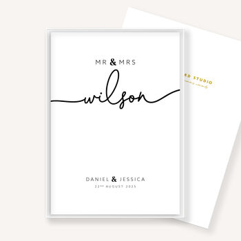 Personalised Mr And Mrs Wedding Print Elegant Keepsake Gift, 5 of 7