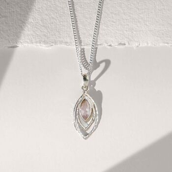 Infinity Love Rose Quartz Sterling Silver Drop Earrings, 8 of 11