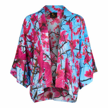 Magnolia Print Viscose Kimono Top, 3 of 5
