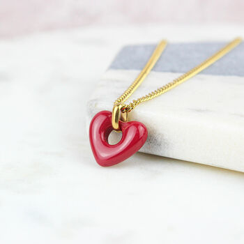 Red Love Heart Glass Necklace, 2 of 10