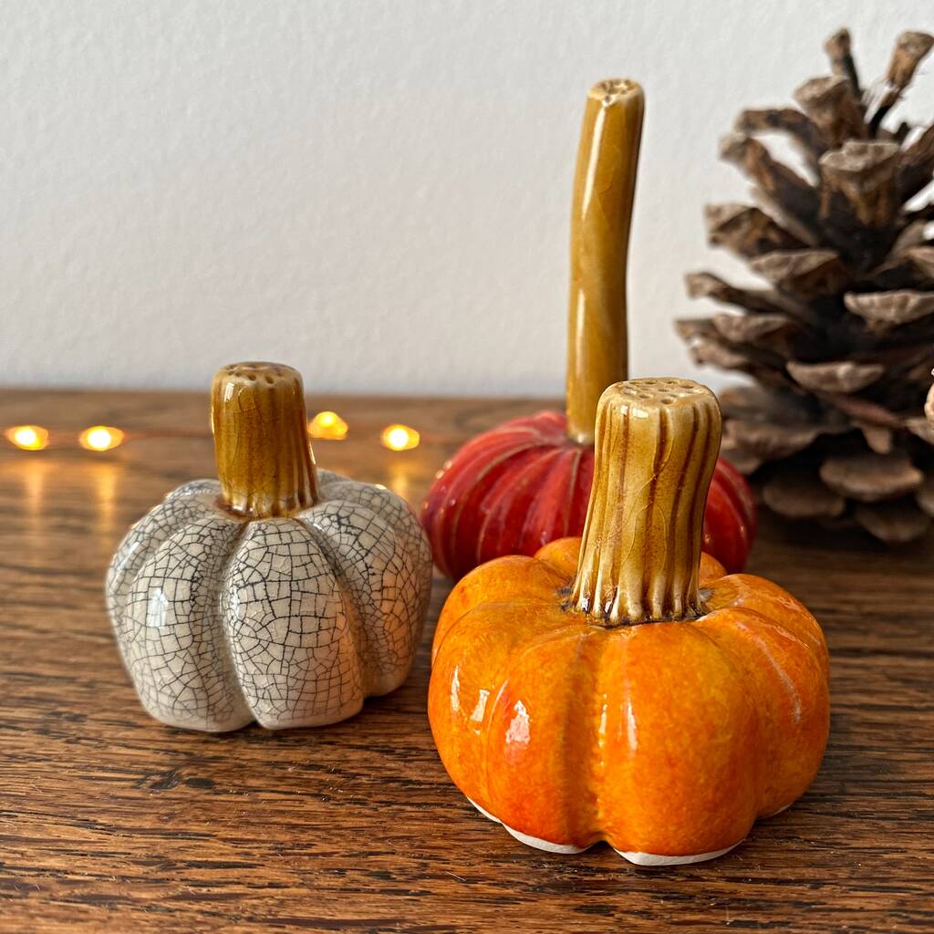 Set Of Three Handmade Ceramic Pumpkins By Bobby Loves Rosie