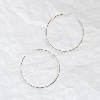 Silver Extra Large Delicate Hoop Earrings, 3 of 4