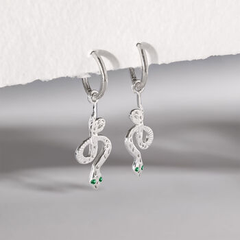 Serpentina Sterling Silver Huggie Hoop Earrings, 2 of 8