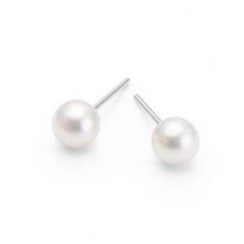 Sterling Silver White Freshwater Pearl Stud Earrings – 5mm, 10 of 10