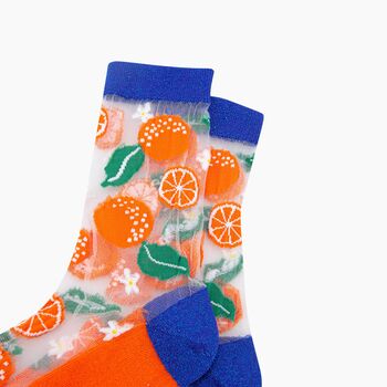 Oranges Fruit Combed Cotton Sheer Pop Socks, 2 of 4