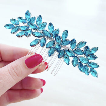 Vibrant Blue Crystal Hair Comb, 3 of 3