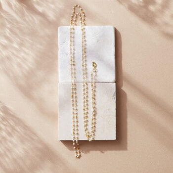 Gold Plated Pearl Rosary Long Necklace, 2 of 8
