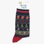 Gingerbread Christmas Fair Isle Bamboo Socks Men's Black, thumbnail 4 of 4