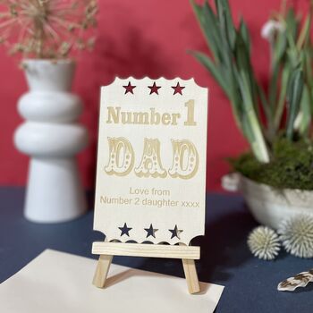 Personalised No1 Dad Birthday Wooden Card, 2 of 9