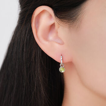 Genuine Peridot Hoop Earrings In Sterling Silver, 6 of 10