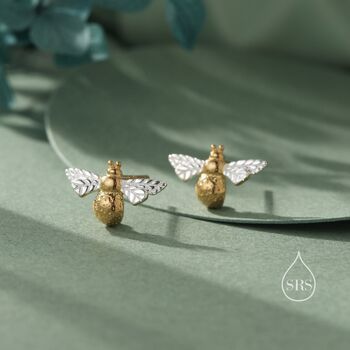 Sterling Silver Bumble Bee Stud Earrings, 5 of 11