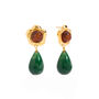 18k Gold Plated Statement Green And Red Earrings, thumbnail 2 of 2