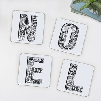 Noel Christmas Coaster Set Of Four, 2 of 6