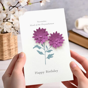 January Birth Flower Card 3D Paper Carnation, 9 of 10