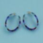 Julia Large Resin Hoop Earrings In Blue, thumbnail 1 of 3