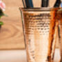 Handmade Copper Cutlery And Pencil Holder – Copper Desk Organizer, Golden Brass Handle Details, thumbnail 5 of 7